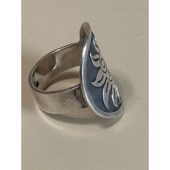 Vintage Triabal Mayan Aztec Dragon Sterling Silver 925 Unisex Ring Size 11 - Picture 5 of 8